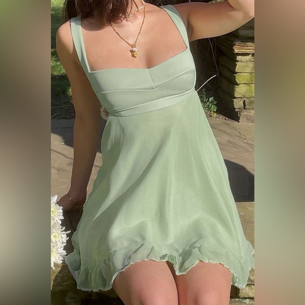NWT green amazon y2k mini dress size XS